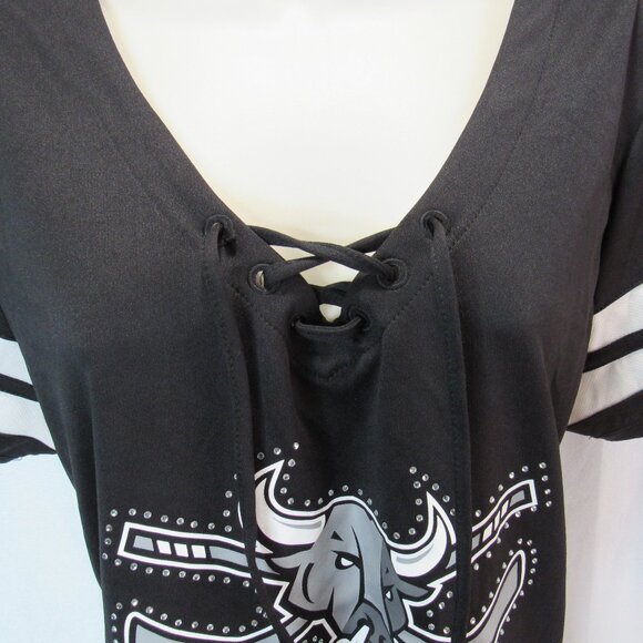 ’47 Official Site San Antonio Rampage Women's Lace-Up V-Neck Shirt Size L - Picture 3 of 6